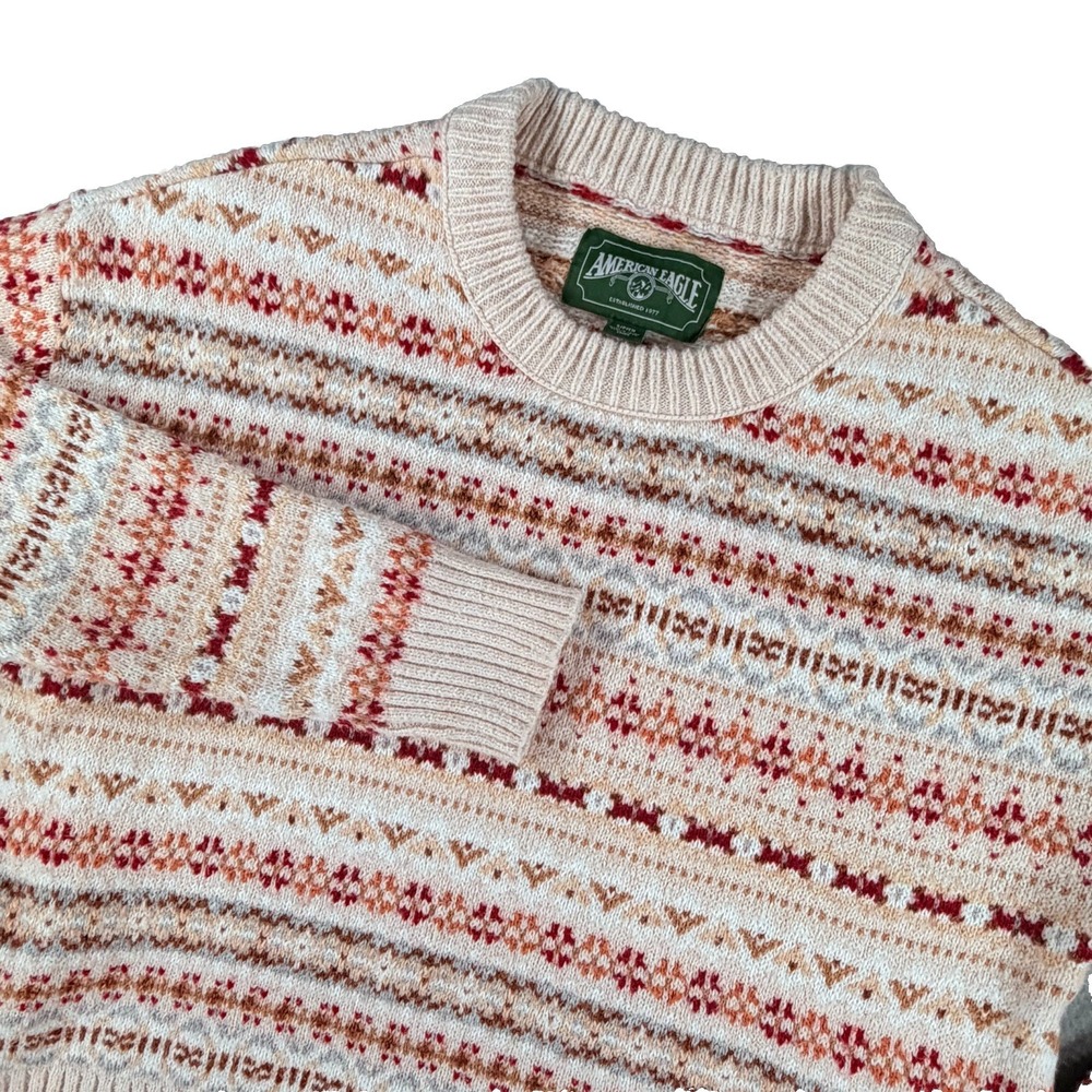 Vintage American Eagle Women S Soft Knit Y2K Fair Isle Pullover Sweater Gorpcore